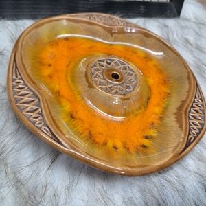 California Pottery Company Ceramic Decorative Plate - Orange and Brown